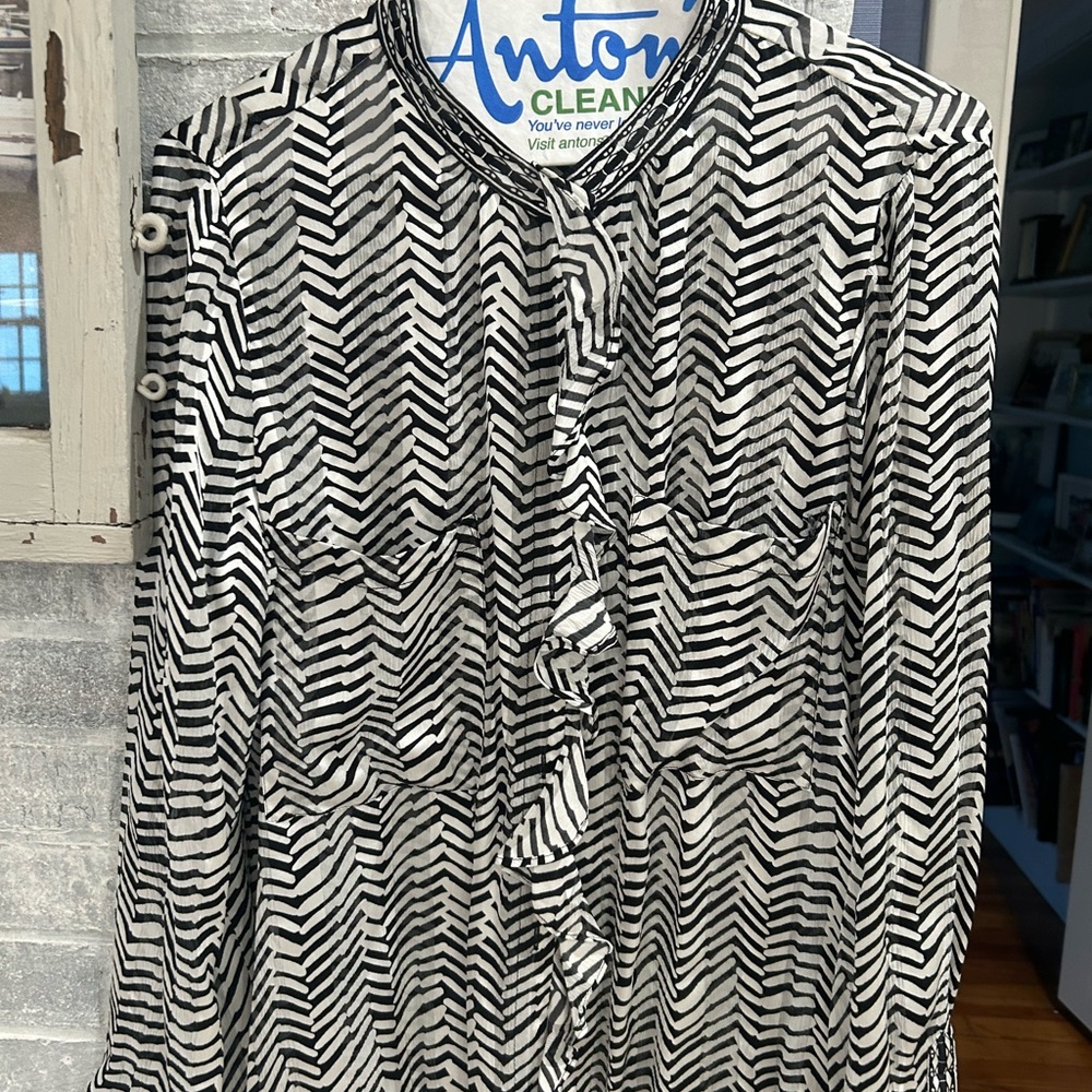 Hale Bob, silk, zebra print, blouse